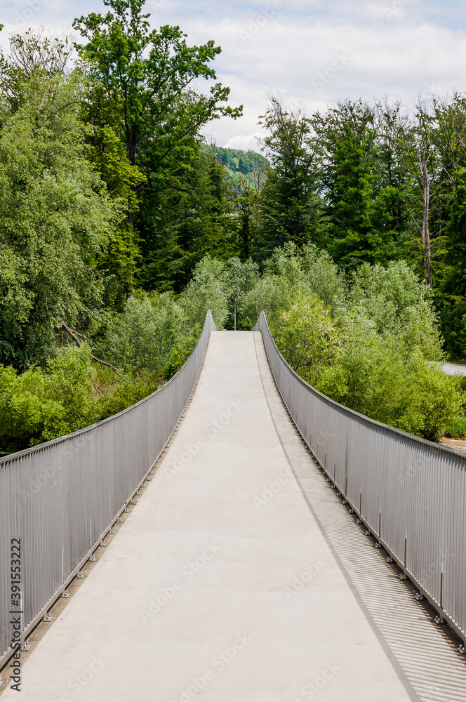 Brugg, Mülimattsteg, Aare, Brücke, Wasserschloss, Fluss, Wanderweg, Flusslandschaft, Auenschutzpark, Brückenwanderung, Aargau, Sommer, Schweiz