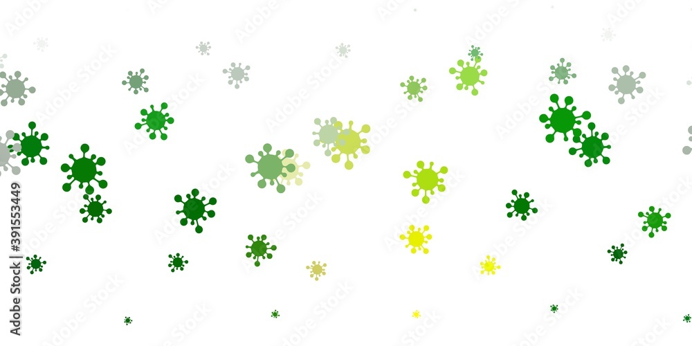 Light green, red vector pattern with coronavirus elements.