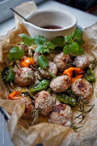 Meatballs with rosemary and peppers 