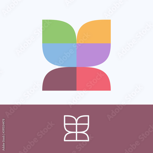 X letter logo made of pattern blocks with pretty dim colors.