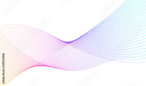 Design elements. Wave of many purple lines circle ring. Abstract vertical wavy stripes on white background isolated
