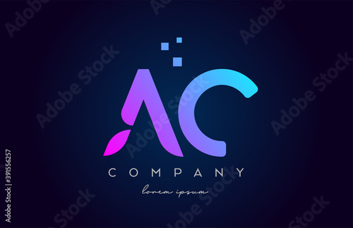 AC A C alphabet letter logo icon combination. Creative design for company and business in blue pink colours