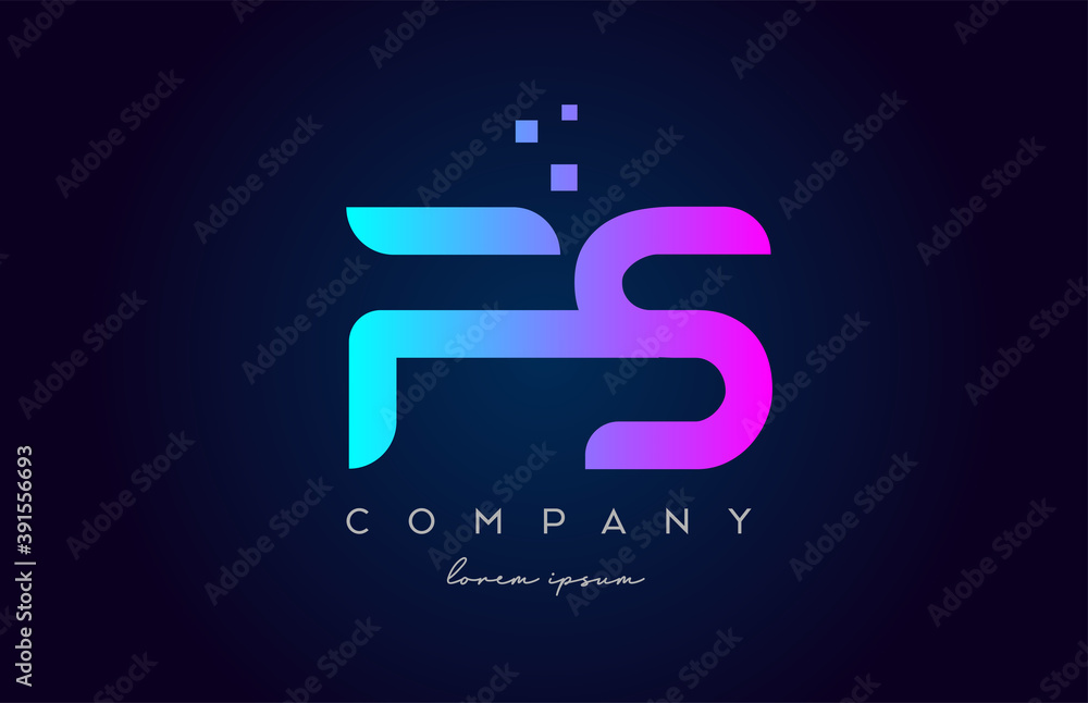 FS F S alphabet letter logo icon combination. Creative design for company and business in blue pink colours