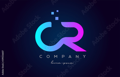 CR C R alphabet letter logo icon combination. Creative design for company and business in blue pink colours