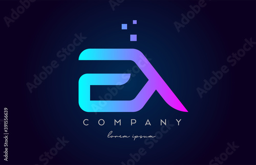 EX E X alphabet letter logo icon combination. Creative design for company and business in blue pink colours