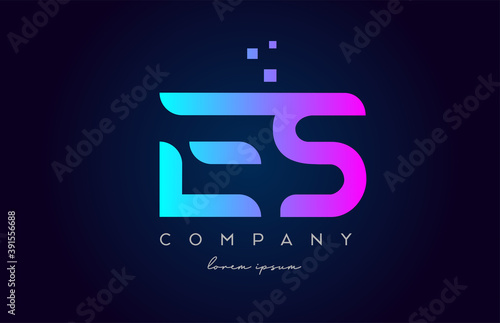 ES E S alphabet letter logo icon combination. Creative design for company and business in blue pink colours