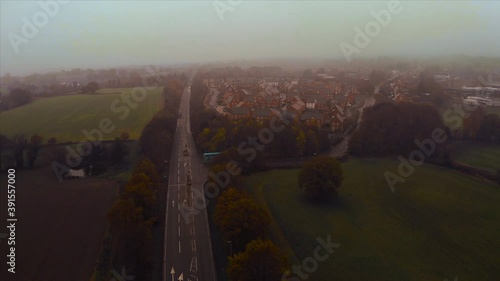 4K Aerial footage of Tarporley village near Chester in Cheshire, UK. Nov 2020 photo