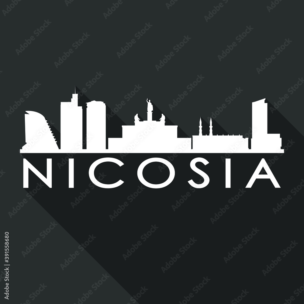 Nicosia Cyprus Flat Icon Skyline. Silhouette Design City Vector Art. Famous Buildings Vector.