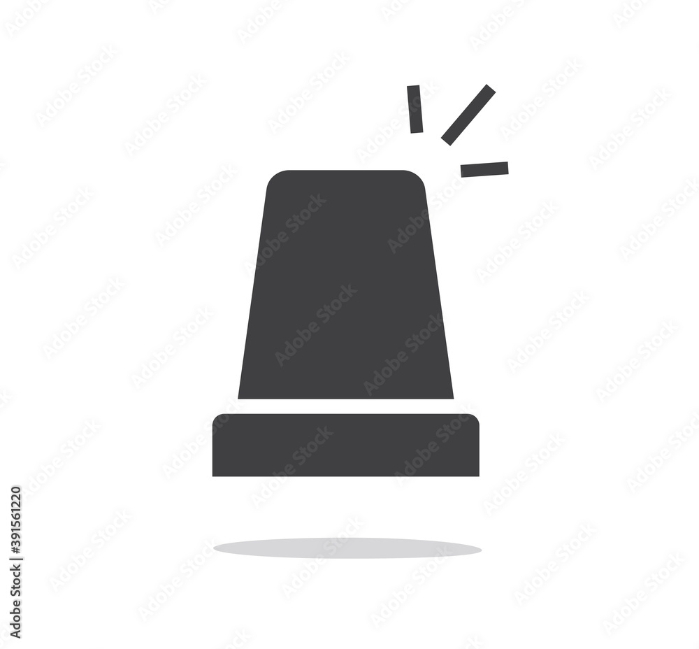 Emergency siren icon black and white pictogram vector, ambulance and police car alert flasher light alarm sign, warn signal clipart simple design Emergency siren icon black and white pictogram vector, ambulance and police car alert flasher light alarm sign, warn signal clipart simple design