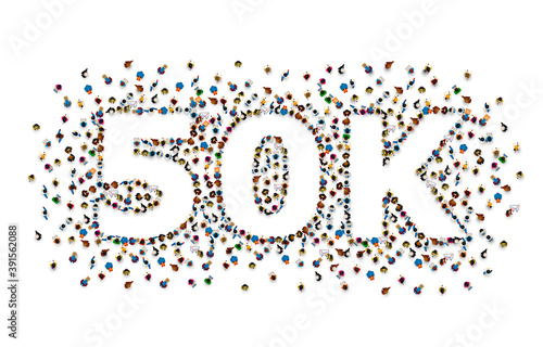 Thank you followers peoples, 50k online social group, happy banner celebrate, Vector