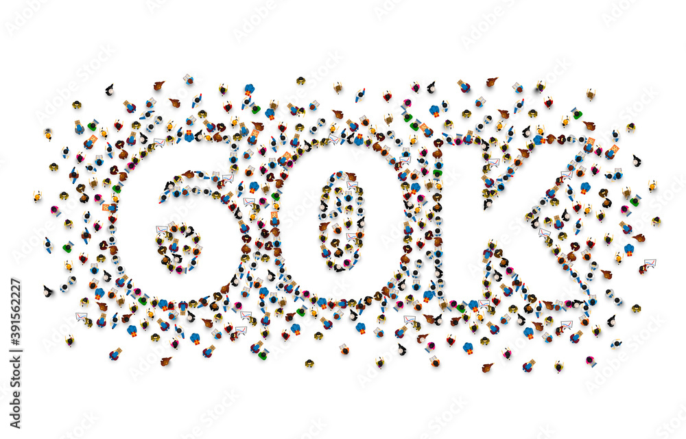 Thank you followers peoples, 60k online social group, happy banner celebrate, Vector