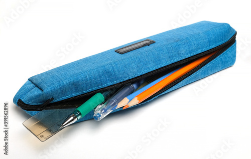 Fotografía school pencil case with pens and pencils
