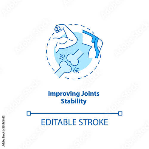 Improve joint stability turquoise concept icon. Body movement and position. Physiology treatment. Kinesiology idea thin line illustration. Vector isolated outline RGB color drawing. Editable stroke
