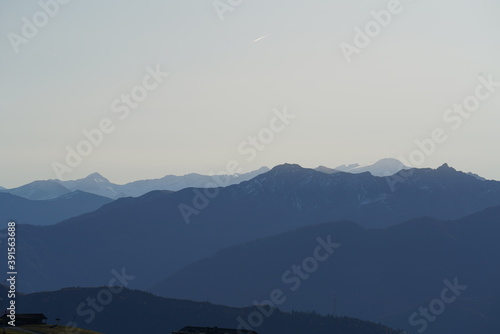 beautiful morning on the mountains in autumn with view to the alps