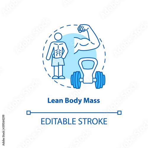 Lean body mass turquoise concept icon. Fit athlete. Sport training. Body care and wellness. Kinesiology idea thin line illustration. Vector isolated outline RGB color drawing. Editable stroke