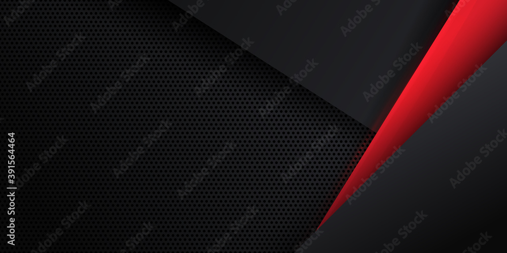 Abstract black red grey metallic carbon neutral overlap red light hexagon mesh design modern luxury futuristic technology background vector illustration.