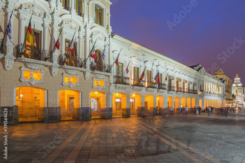 Presidential Palace at night, Quito, Pichincha Province, Ecuador, Unesco World Heritage Site