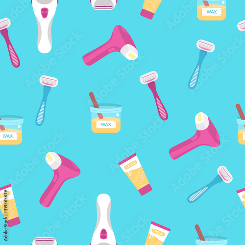 Hair removal methods. Seamless pattern background. Vector