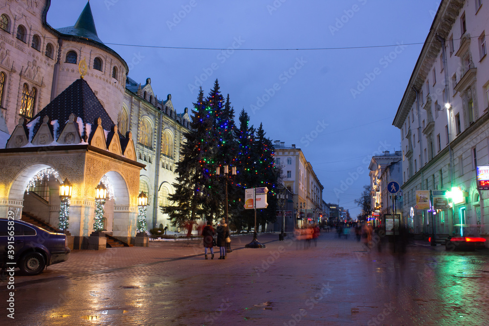 Russia, Nizhny Novgorod - Night walk in the New Year's lights.