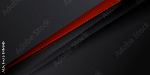 Black tech perforated banner with red waves 