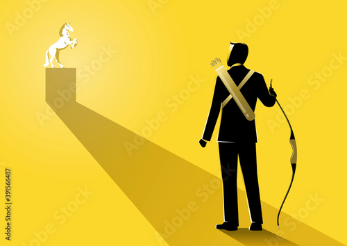Businessman holding a bow