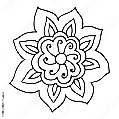 Hand drawn flower doodle element for photo book decoration
