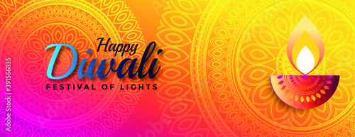 Lovely happy diwali bokeh banner with vibrant colors