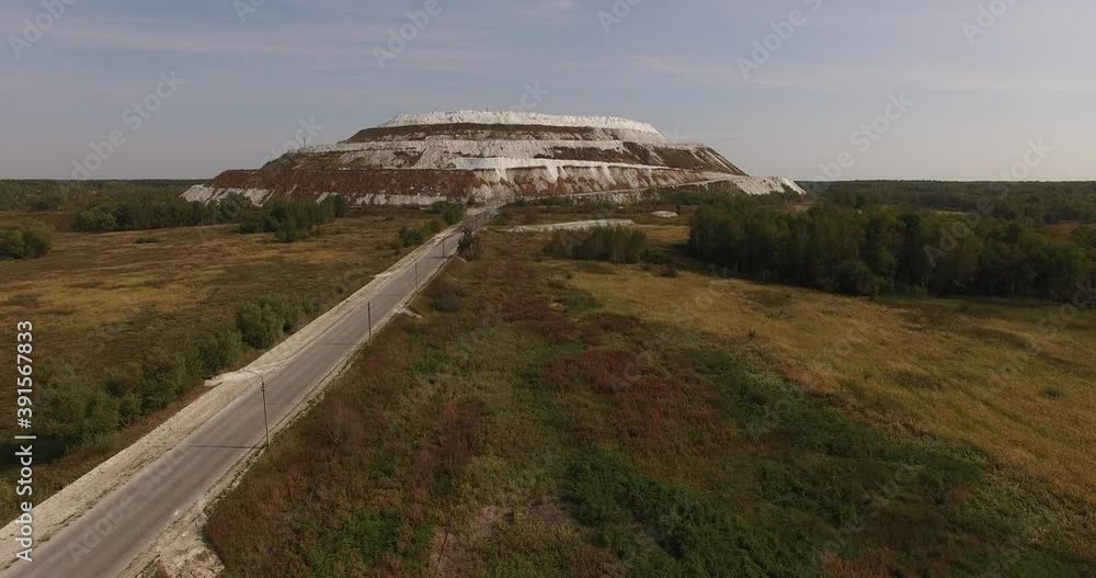 4K sunny morning aerial video of huge industrial phosphorite powder man made 4K sunny morning aerial video of huge industrial phosphorite powder man made