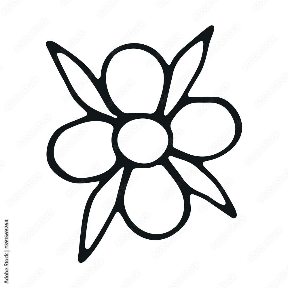 Cute single hand drawn herbal element. Simple floral doodle icon Cute single hand drawn herbal element. Simple floral doodle icon