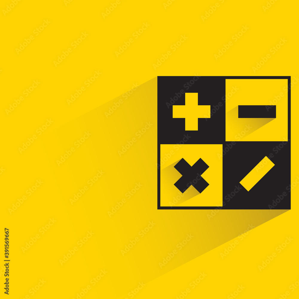 Fototapeta premium calculator with shadow on yellow background