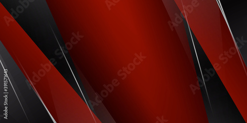 Modern shiny trendy black red abstract background with 3D layers and triangles