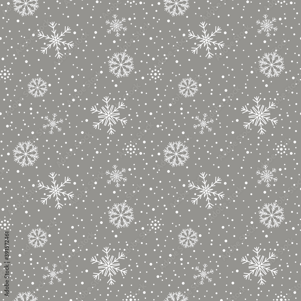 Winter seamless pattern with snowflakes, gray color Winter seamless pattern with snowflakes, gray color