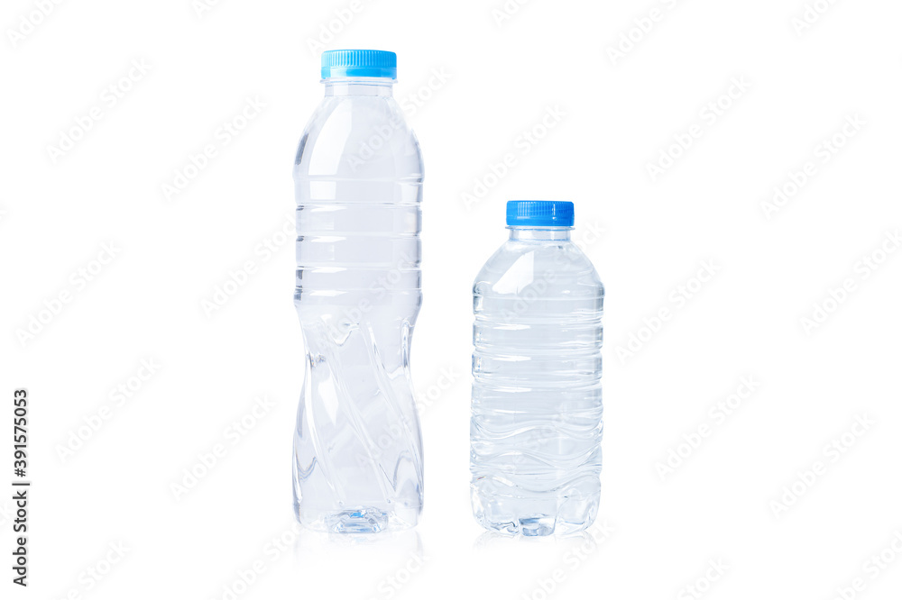 Plastic water bottle big and small size isolated on white background with clipping path. Plastic water bottle big and small size isolated on white background with clipping path.