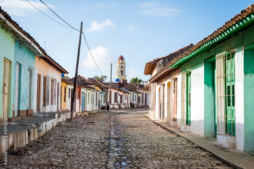 calle de piedras en la ciudad colonial de Trinidad Cuba