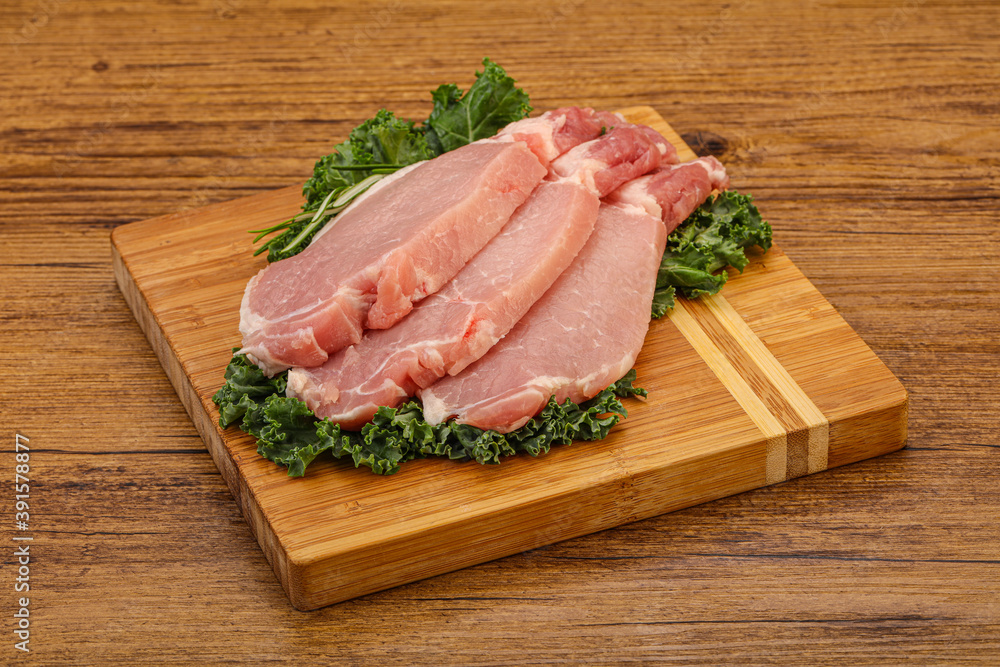 Raw pork steak for cooking