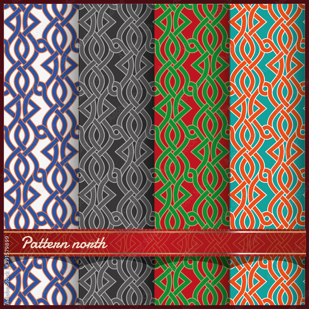 Seamless pattern in Celtic style for texturing and applying to any surface of the wallpaper for clothes or as a background for a mobile application.