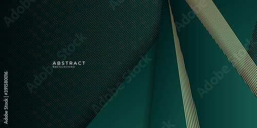 Green gold abstract presentation background with golden lines. Vector illustration design for presentation, banner, cover, web, flyer, card, poster, wallpaper, texture, slide, magazine