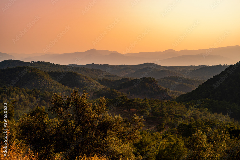 Mountain range at sunset