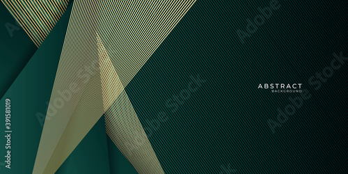 Green gold abstract presentation background with golden lines. Vector illustration design for presentation, banner, cover, web, flyer, card, poster, wallpaper, texture, slide, magazine
