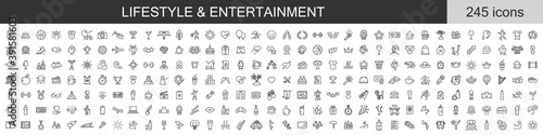 Fototapeta Big set of 245 Lifestyle and Entertainment icons