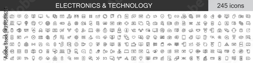 Big set of 245 Electronics and Technology icons. Thin line icons collection. Vector illustration