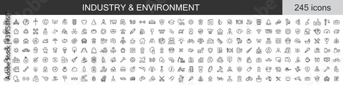 Big set of 245 Industry and Environment icons. Thin line icons collection. Vector illustration
