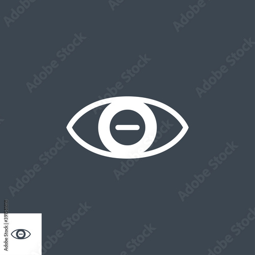 Myopia related vector glyph icon. Isolated on black background. Vector illustration.
