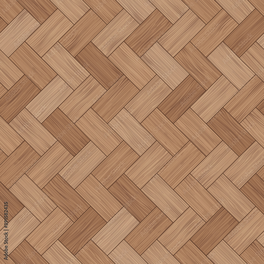 Floor wood parquet. Flooring wooden seamless pattern. Design laminate. Parquet rectangular tessellation. Floor tile parquetry plank. Hardwood tiles. Rectangles slabs brown wooden. Vector background