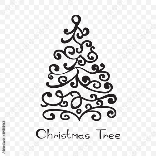 Hand Drawn Christmas Tree Design Element Isolated