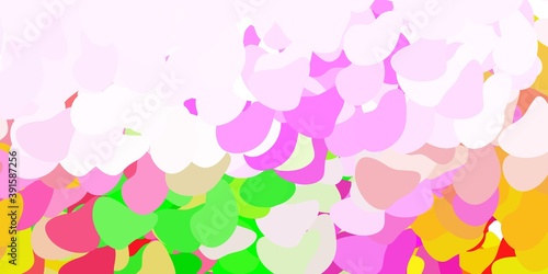 Light pink, green vector backdrop with chaotic shapes.