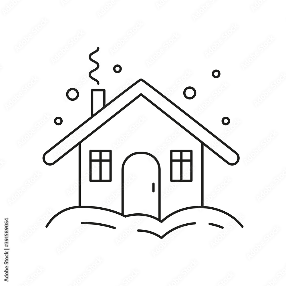 Fototapeta premium Winter house icon on white background.