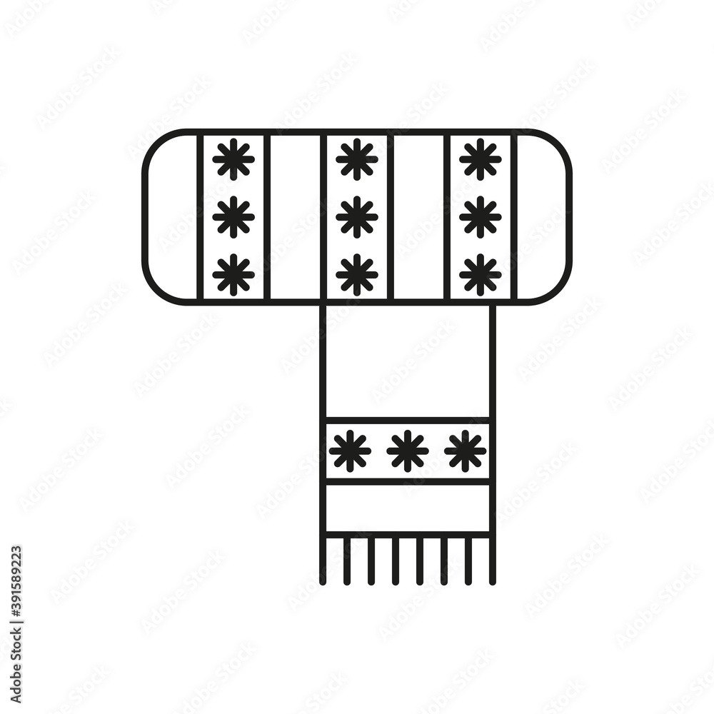 Fototapeta premium Winter scarf icon on white background.
