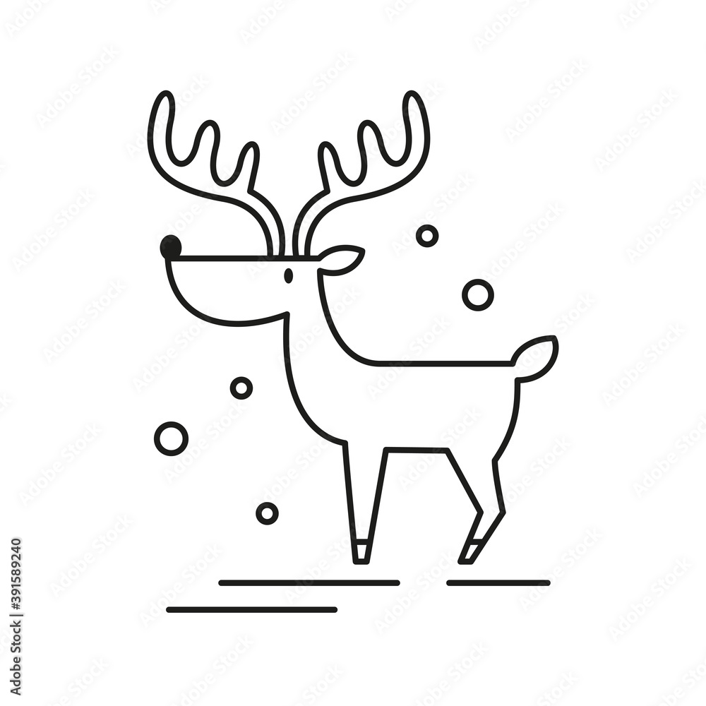 Christmas deer icon on white background.