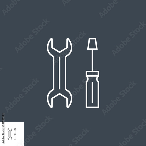 Services Related Vector Thin Line Icon. Isolated on Black Background. Editable Stroke. Vector Illustration.